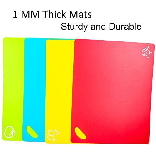 Flexible Cutting Boards Set, Cutting Board Mats for Cooking, Colored Cutting Board Set with Easy-Grip Handles, Flexible Plastic Cutting Sheet Set of 4 (1)