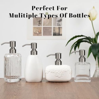 2 Pack 304 Stainless Steel Soap Dispenser Pump Replacement Standard 28/400 Thread Fit Regular Mouth Bottles for Lotion Dish Soap Kitchen Bathroom(Brushed Nickel) - color: Brushed Nickel