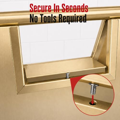 2 Pcs 24 Inch Stainless Steel Wet Floor Caution Sign Gold Bilingual - color: Gold