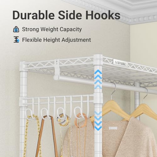 VIPEK R2 Plus Clothing Rack Heavy Duty Rolling Closet for Hanging Clothes - color: White, size: R2 Plus