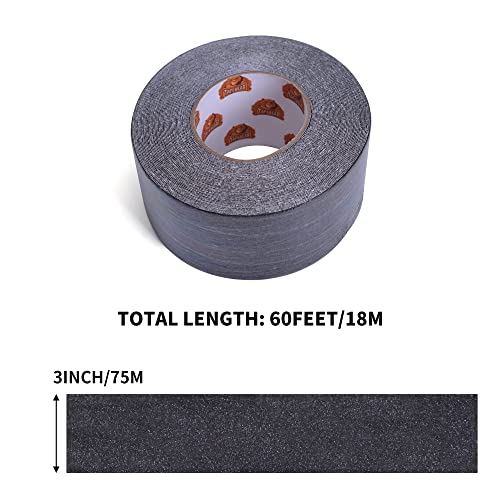 TAPEBEAR Black Grip Tape Anti Slip Traction Tape 3Inch x 60Ft - color: Black, size: 3in x 60feet