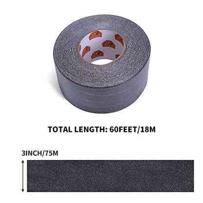 TAPEBEAR Black Grip Tape Anti Slip Traction Tape 3Inch x 60Ft - color: Black, size: 3in x 60feet