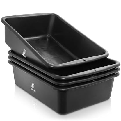Jubilee 4-Pk Plastic Storage Bin, 20L Black Commercial Busser Utility Tub - color: Black, size: 20 L