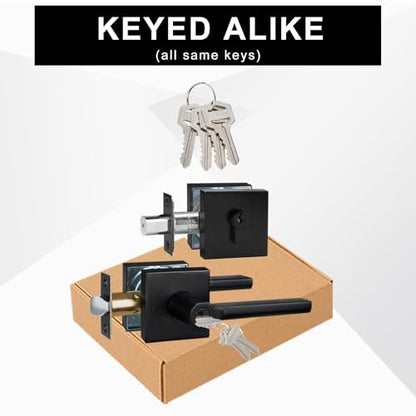 1 Set Front Exterior Door Lock Set with Entry Lever, Keyed Alike - size: 1 Pack, style: Deadbolt+Entry Lever