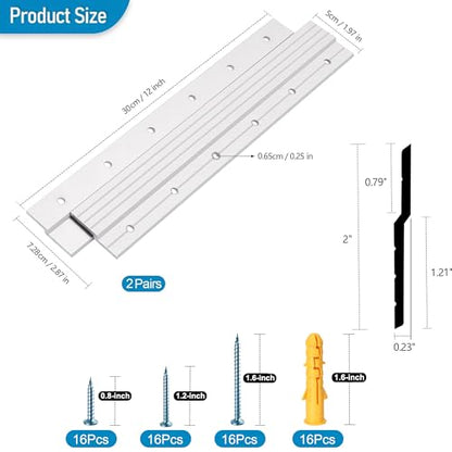 AENTGIU French Cleat Hanger 12 Inch - 2 Pairs - Aluminum Slim Z Clips/Bar - size: 12 inch, 2 Pair(4 Pcs)
