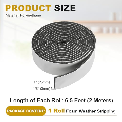 uxcell Weather Stripping Door Seal, 1" x 1/8" (1 Roll, 6.5Ft) - size: 1" x 1/8" (6.5 Ft)