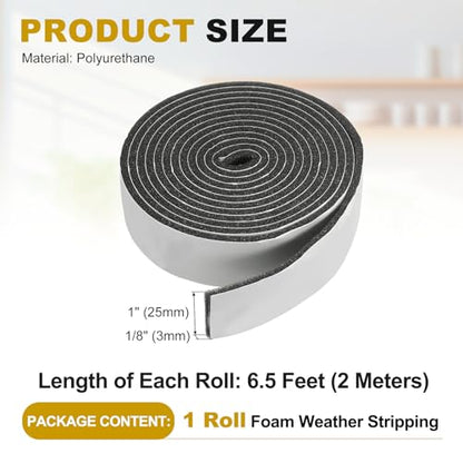 uxcell Weather Stripping Door Seal, 1" x 1/8" (1 Roll, 6.5Ft) - size: 1" x 1/8" (6.5 Ft)