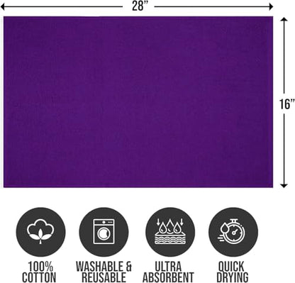 Salon Towels – Pack of 24 (16"x27") 100% Cotton Ring Spun (Not Bleach Proof) Ultra Soft, Highly Absorbent Hand Towels – Bulk for Spa, Gym & Salon (Purple) - color: Purple