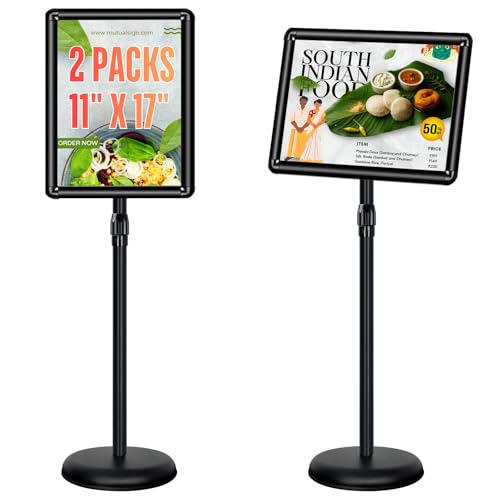 2 Pack Pedestal Sign Holder, 11 x 17" Floor Standing Display Stand, Black - color: Black, size: 11x17in-2p