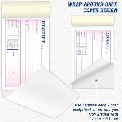 20 Packs Money and Rent Receipt Book, 3-11/32" x 5-5/8" Rent Receipt Books, 2 Part Carbonless for Small Business, Receipt Pad with Consecutive Numbering & Wraparound Cover, 40 Sets per Book - size: 3-11/32" x 5-5/8"-20 PCS, style: Rent Receipt Book Style