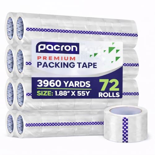 Clear Packing Tape 2 MIL Thick - 72 Heavy-Duty Wrapping Tape - 55-Yard Length, 3960 Total Yards 1.88-Inch Wide Strong Adhesive Rolls for Moving, Office Packaging, Storage Organization & Warehouse - size: 72 Rolls, style: Heavy Duty (1.88 x 55)
