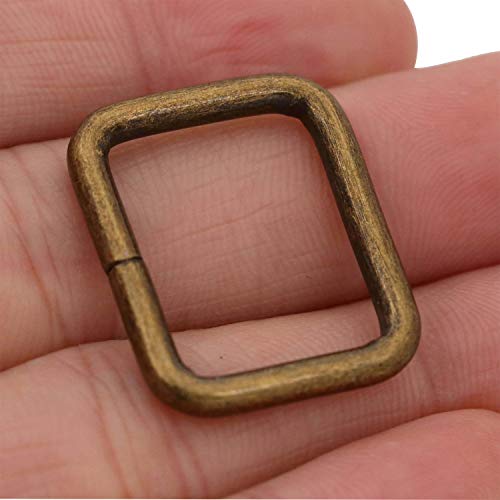 BIKICOCO Metal Rectangle Ring Buckles Square Strap Webbing Belt Rings for Bag Purse Non Welded 3/4 x 5/8 Inch - color: Bronze X 50 Pcs