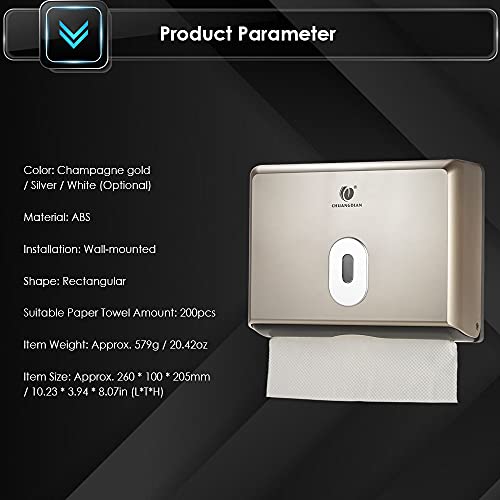 Commercial Paper Hand Towel Holder, Toilet Tissue Dispenser, Wall-Mounted Bathroom Tissue Dispenser Tissue Box Holder for Multifold Paper Towels (Champagne Gold) - color: Champagne Gold