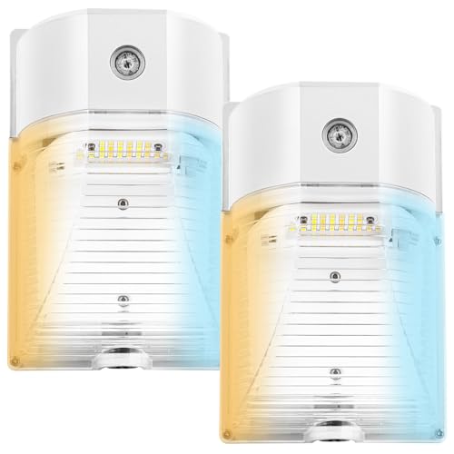 CINOTON 26W LED Wall Pack Light with Dusk to Dawn Sensor, 3CCT White 2Pack - color: White, size: 2 Pack-3CCT