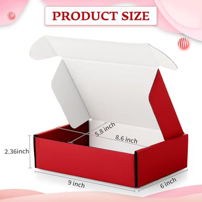 Spakon 50 Packs Shipping Boxes, Cardboard, Red, 9x 6 x 2.36 Inches - color: Red, size: 9 x 6 x 2.36 Inches