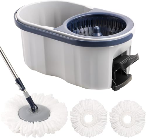 Spin Mop Bucket Set 3 Refills Best Mops for Floor Cleaning Heavy Duty Mops - color: Pedal Spin Mop Set