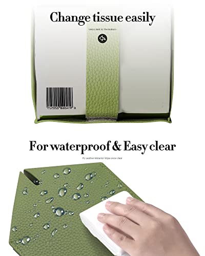Tissue Box Cover, Jeethemy Square PU Leather Tissue Box Holder, Modern Tissue Case Facial Paper Organizer Dispenser，5X5X5'',Double Green - color: Double Green