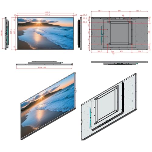 49inch 4K Slim Fit Frameless Digital Kiosk, 2500nits High Brightness Wall Mount Digital Signage, LCD Monitor Advertising Screen, CMS/U-Disk Plug&Play, 7/24 Timer Switch, HDMI/USB/WiFi/Android System - size: 49"+2500nits