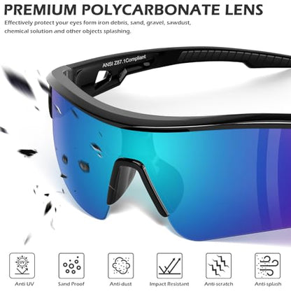 OXG Work Safety Glasses for Men Women, ANSI Z87.1 UV Protection - color: 6p-multicolor