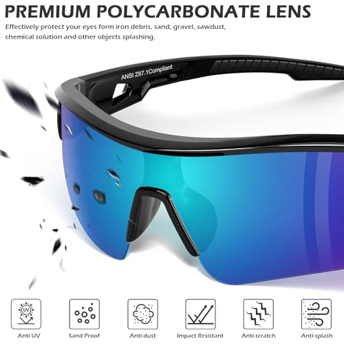 OXG Work Safety Glasses for Men Women, ANSI Z87.1 UV Protection - color: 12p-multicolor