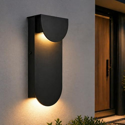 Outdoor Wall Light, Dual Down LED 10W 3000K Hardwired Black Waterproof - color: 11.75''-Black