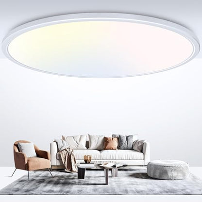 libtit 20 Inch LED Ceiling Light, 4200LM 35W Large & Bright Flush Mount Lighting Fixture, 3000K/4500K/6000K White Round Flat LED Ceiling Lamp for Bedroom Kitchen Livingroom Office - color: White, size: 20In-1 Pack