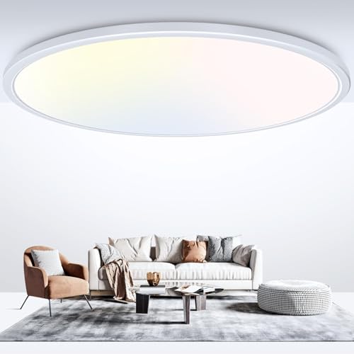 libtit 20 Inch LED Ceiling Light, 4200LM 35W Large & Bright Flush Mount Lighting Fixture, 3000K/4500K/6000K White Round Flat LED Ceiling Lamp for Bedroom Kitchen Livingroom Office - color: White, size: 20In-1 Pack