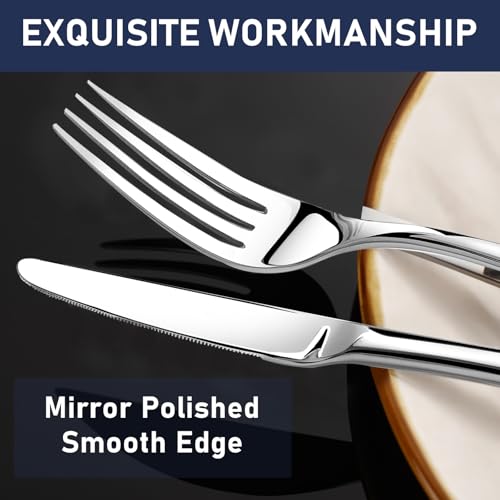 Heavy Duty Silverware Set for 12, Stainless Steel Flatware Cutlery Set - size: 60 Piece, style: Heavy Duty