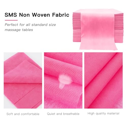 100PCS Disposable Massage Table Sheets, Pink Spa Bed Covers for Esthetician, Spa, Waxing, Lash, Tattoo, Salon Table, 31.5" X 71" - color: pink