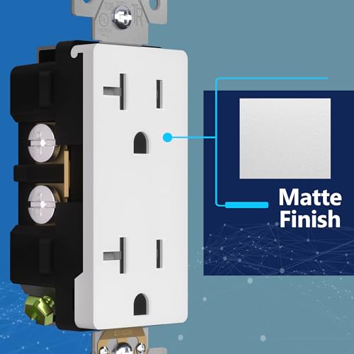 LIDER Decorator Receptacle, Tamper-Resistant Wall Outlet, 20A, 5-Pack - color: White, size: 20 Amp (No Wall Plate)