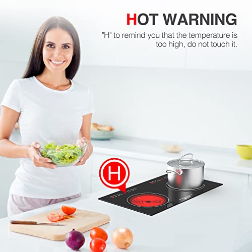 Electric Cooktop 2400W Electric Stove 2 Burner 24" Hot Plate Double Burner - color: 2 Burner Electric Cooktop