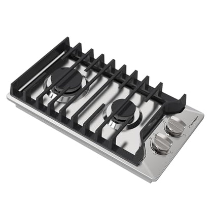 12 Inch Gas Cooktop, ThermoMate Heavy Built In Gas Rangetop with 2 High Efficiency SABAF Burners, NG/LPG Convertible 304 Stainless Steel Stove Top with Flame Out Protection, CSA Certified - size: 12 inch 2 burners