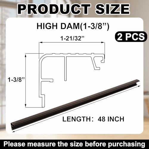 2 Pcs 48" L Fixed Vinyl Sill Threshold Cap 1-3/8 Inches High, Dark Brown - color: Dark Brown, size: 1-3/8,48 Inch