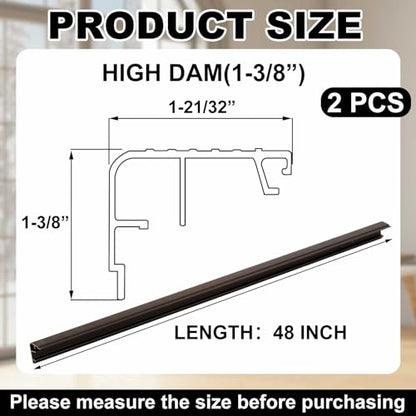 2 Pcs 48" L Fixed Vinyl Sill Threshold Cap 1-3/8 Inches High, Dark Brown - color: Dark Brown, size: 1-3/8,48 Inch