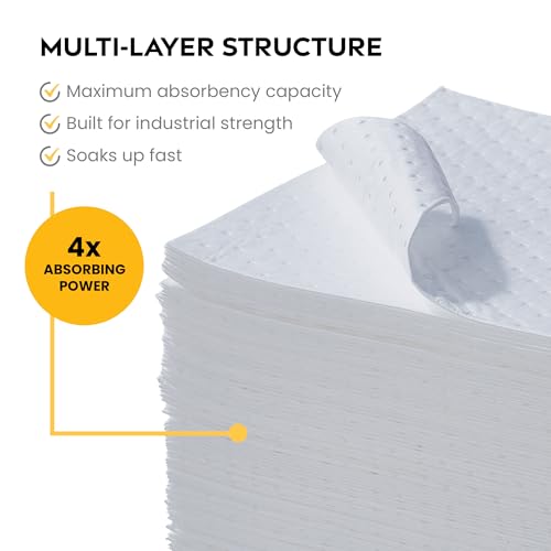Oil Only Absorbent Pads 15" x 20" (100 Pack) - Heavy Weight, Hydrophobic - color: 100 Pads - Heavyweight, size: 1