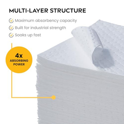 Oil Only Absorbent Pads 15" x 20" (100 Pack) - Heavy Weight, Hydrophobic - color: 100 Pads - Heavyweight, size: 1