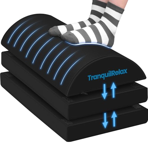 TranquilRelax Foot Rest Under Desk, 3-Height Adjustable Foot Stool, Black - color: Black, size: XX-Large