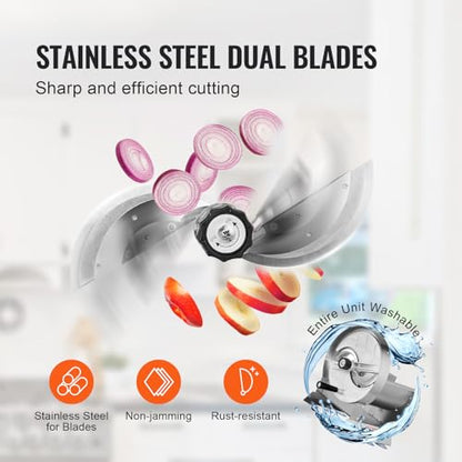 VEVOR Manual Vegetable Fruit Slicer, 0-0.5"/0-12mm Thickness Adjustable Commercial Slicer Machine, Stainless Steel Food Cutter Slicing Machine with 2 Spare Blades, for Potato, Cucumber, Lemon, Tomato - size: Manual-Vegetable-Stainless Steel