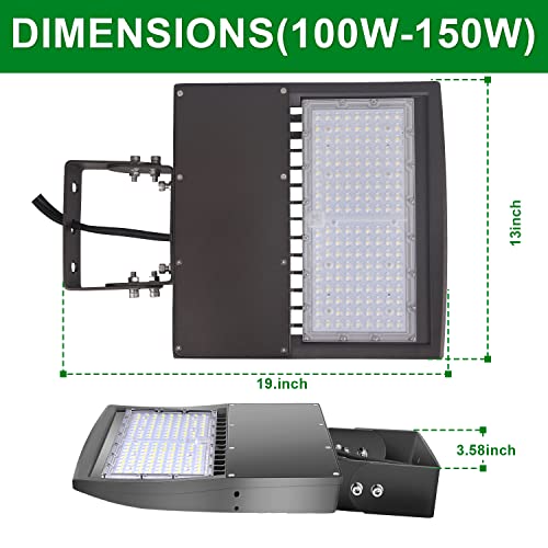 LED Parking Lot Lights 100W Shoebox Street Pole Lighting Fixture 5000K - color: 100W + (100-277V 5000K), size: Yoke Mount Bracket