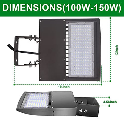 LED Parking Lot Lights 150W Shoebox Street Pole Lighting Fixture 5700K - color: 150W + (100-277V 5700K), size: Yoke Mount Bracket