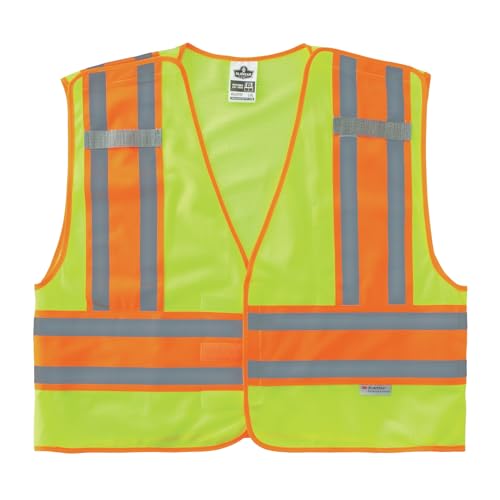 Ergodyne Public Safety Reflective Vest, High Visibility, ANSI Compliant, Breakaway, L/XL, Ergodyne GloWear 8245PSV - color: Lime, size: Large-X-Large