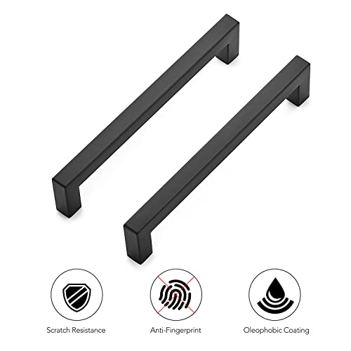 Ravinte Matte Black Cabinet Handles Square Pulls 6-1/4 Inch 10 Pack - size: 6-3/4 Inch (6-1/4 Inch Hole Center)