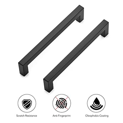 Ravinte Matte Black Cabinet Handles Square Pulls 6-1/4 Inch 10 Pack - size: 6-3/4 Inch (6-1/4 Inch Hole Center)
