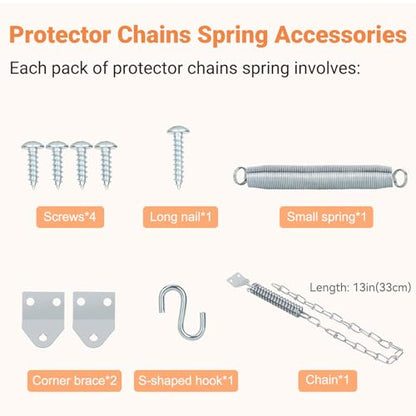 Storm Door Closer, 2PCS Heavy Duty Screen Door Closers with Protector Chains Spring, Storm Door Bracket Kit Compatible with Andersen/Emco/Larson/40201 (Closer and Chain, 2 Packs(Black)) - size: 2 Packs(Black)