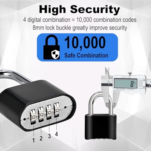 4pcs Combination Lock, 4-Digit Heavy Duty Combo Lock - color: 4pcs-Short-Black