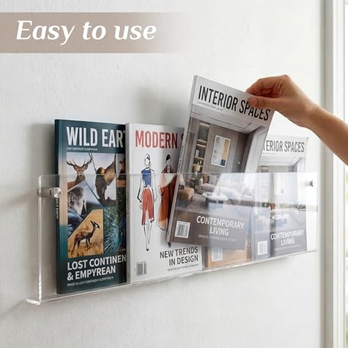 6 Pack Clear Acrylic Magazine Holder Wall, Brochure, 24 Inch - size: 24 Inch