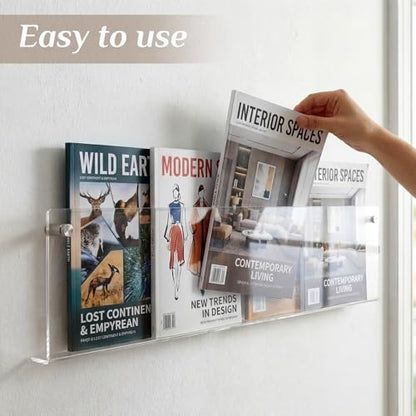 6 Pack Clear Acrylic Magazine Holder Wall, Brochure, 24 Inch - size: 24 Inch
