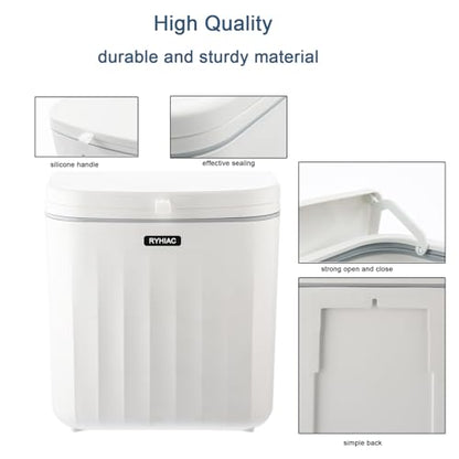 Kitchen Compost Bin Cabinet Hanging Small Trash Can with Lid 2.4 Gallon - color: ivory white