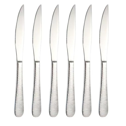Enhanced Grip Steak Knives Set of 6 - Professional Textured Handle Design for Superior Control, Dishwasher Safe,18/0 Stainless Steak