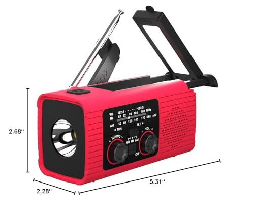 NITIGO Emergency Weather Radio, 4000mAh NOAA Weather Radio Solar Charging - color: Red, size: 4000mAh